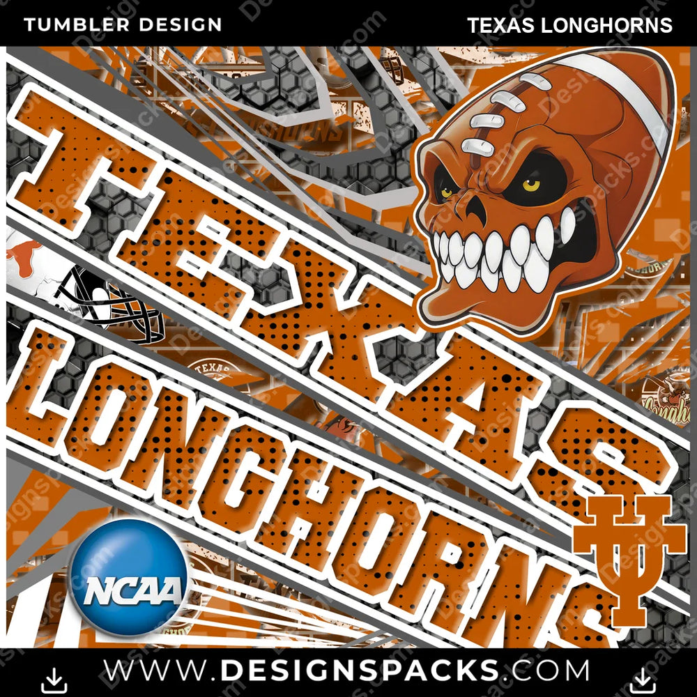 College Sport Angry Sports Texas Longhorns NCAA College Sport Tumbler Digital Wrap Design Download