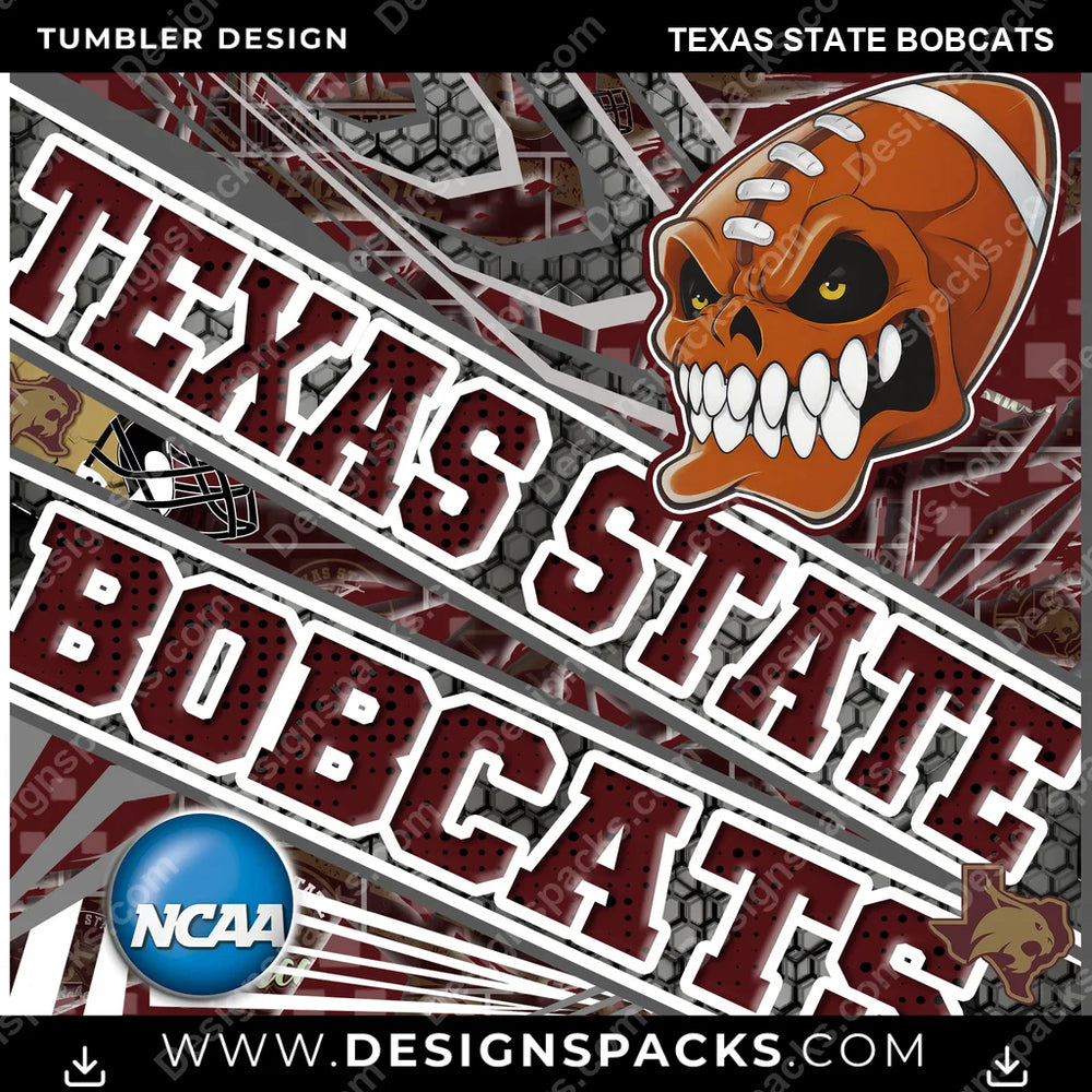 College Sport Angry Sports Texas State Bobcats NCAA College Sport Tumbler Digital Wrap Design Download