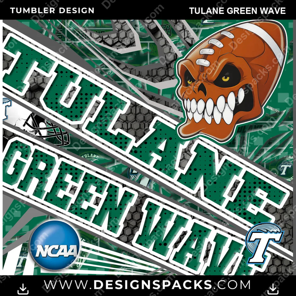 College Sport Angry Sports Tulane Green Wave NCAA College Sport Tumbler Digital Wrap Design Download