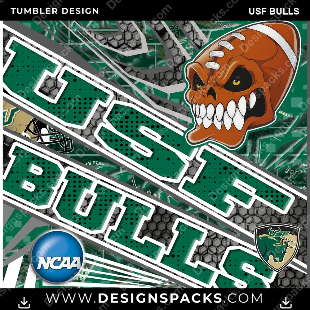 College Sport Angry Sports USF Bulls NCAA College Sport Tumbler Digital Wrap Design Download