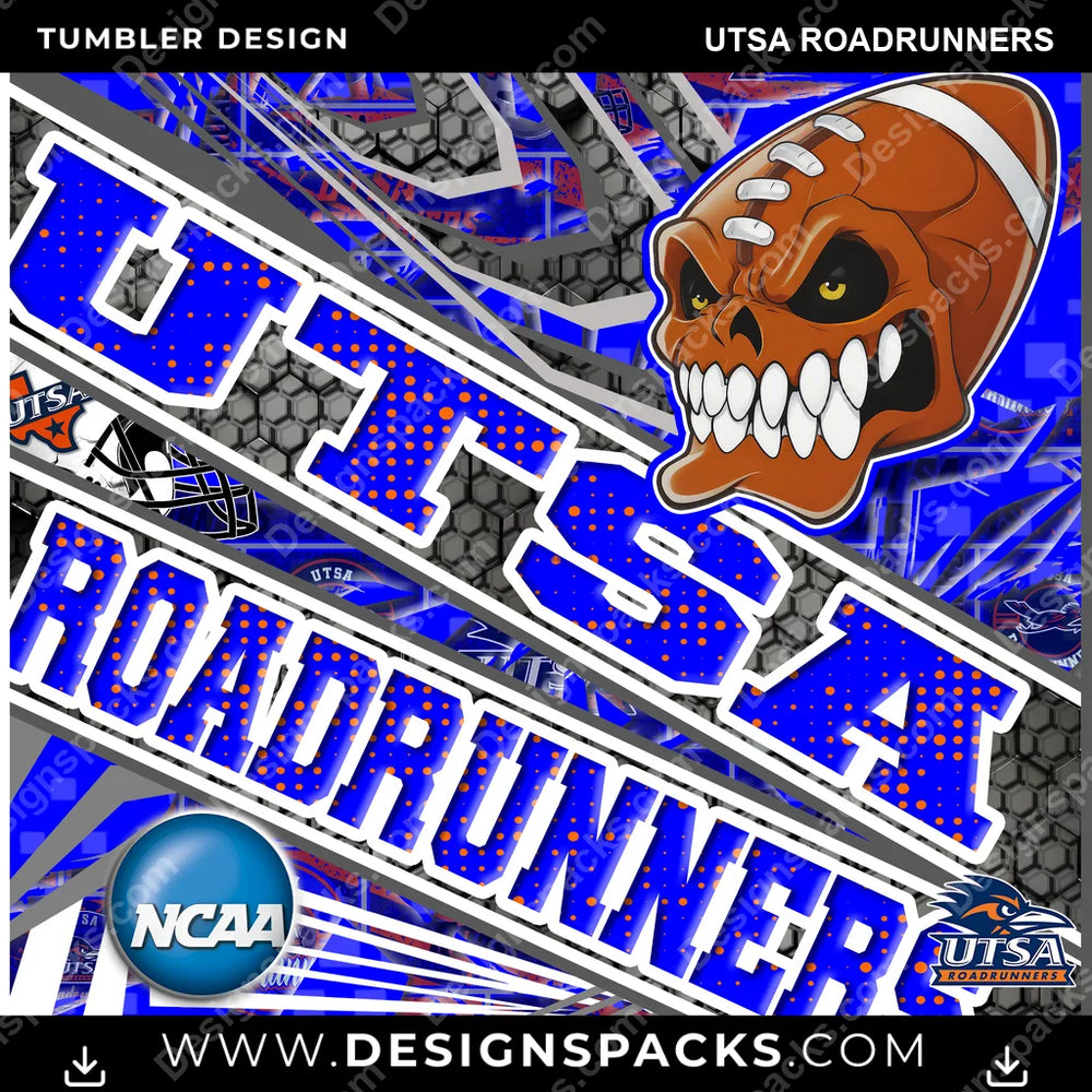 College Sport Angry Sports UTSA Roadrunners NCAA College Sport Tumbler Digital Wrap Design Download