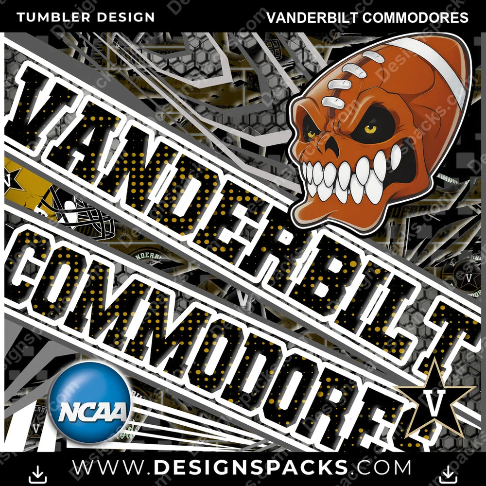 College Sport Angry Sports Vanderbilt Commodores NCAA College Sport Tumbler Digital Wrap Design Download