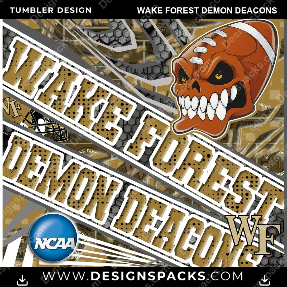 College Sport Angry Sports Wake Forest Demon Deacons NCAA College Sport Tumbler Digital Wrap Design Download