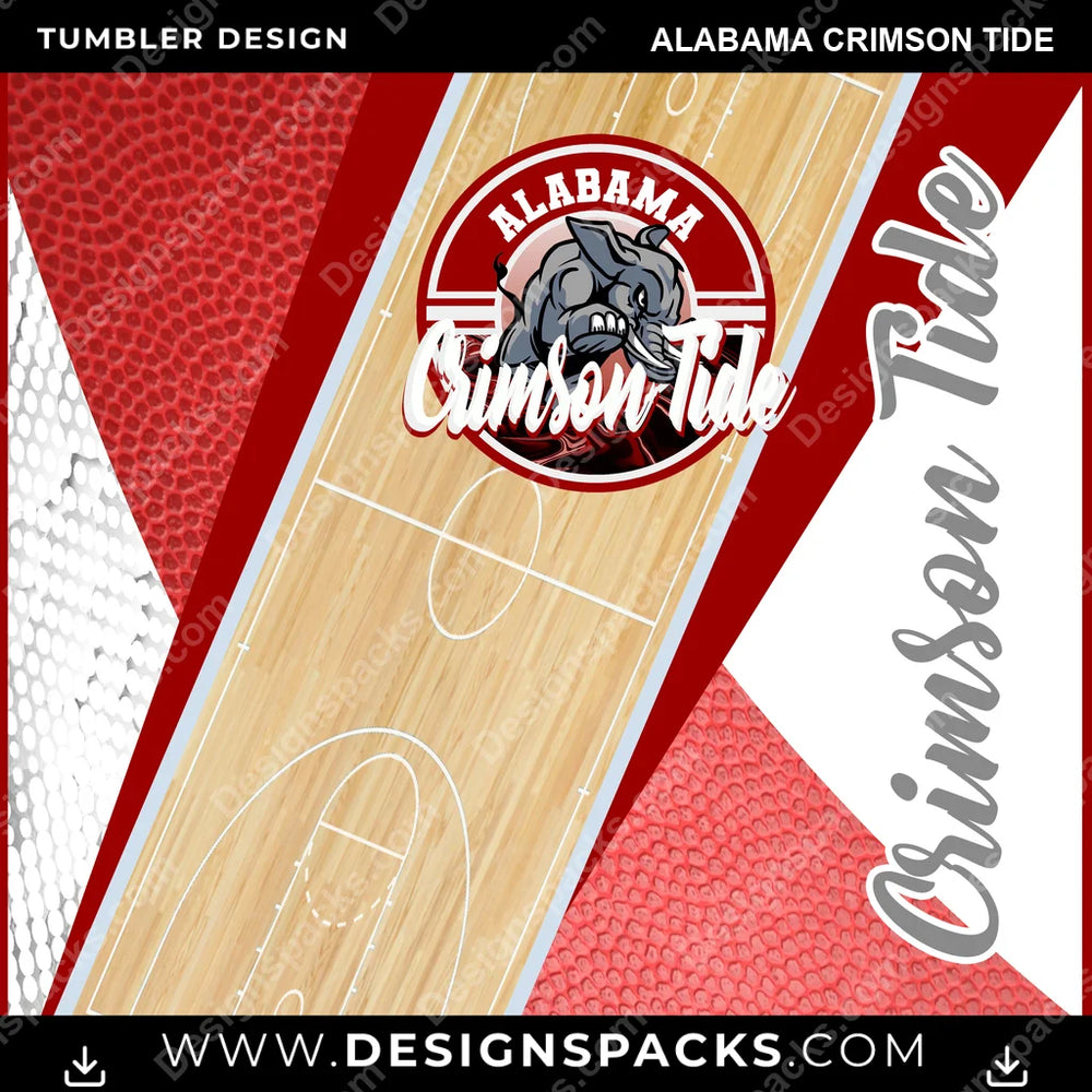 College Sport BB Court Alabama Crimson Tide NCAA College Sport Tumbler Digital Wrap Design Download