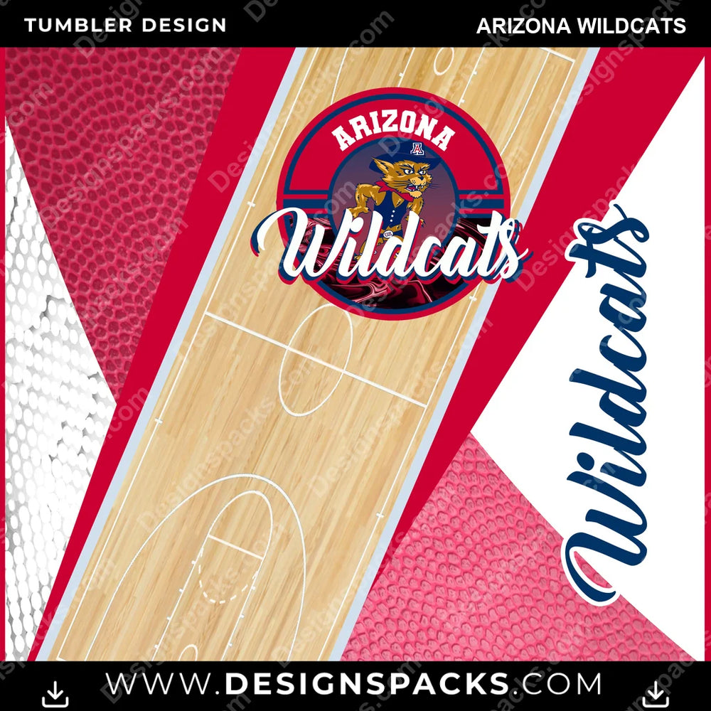 College Sport BB Court Arizona Wildcats NCAA College Sport Tumbler Digital Wrap Design Download