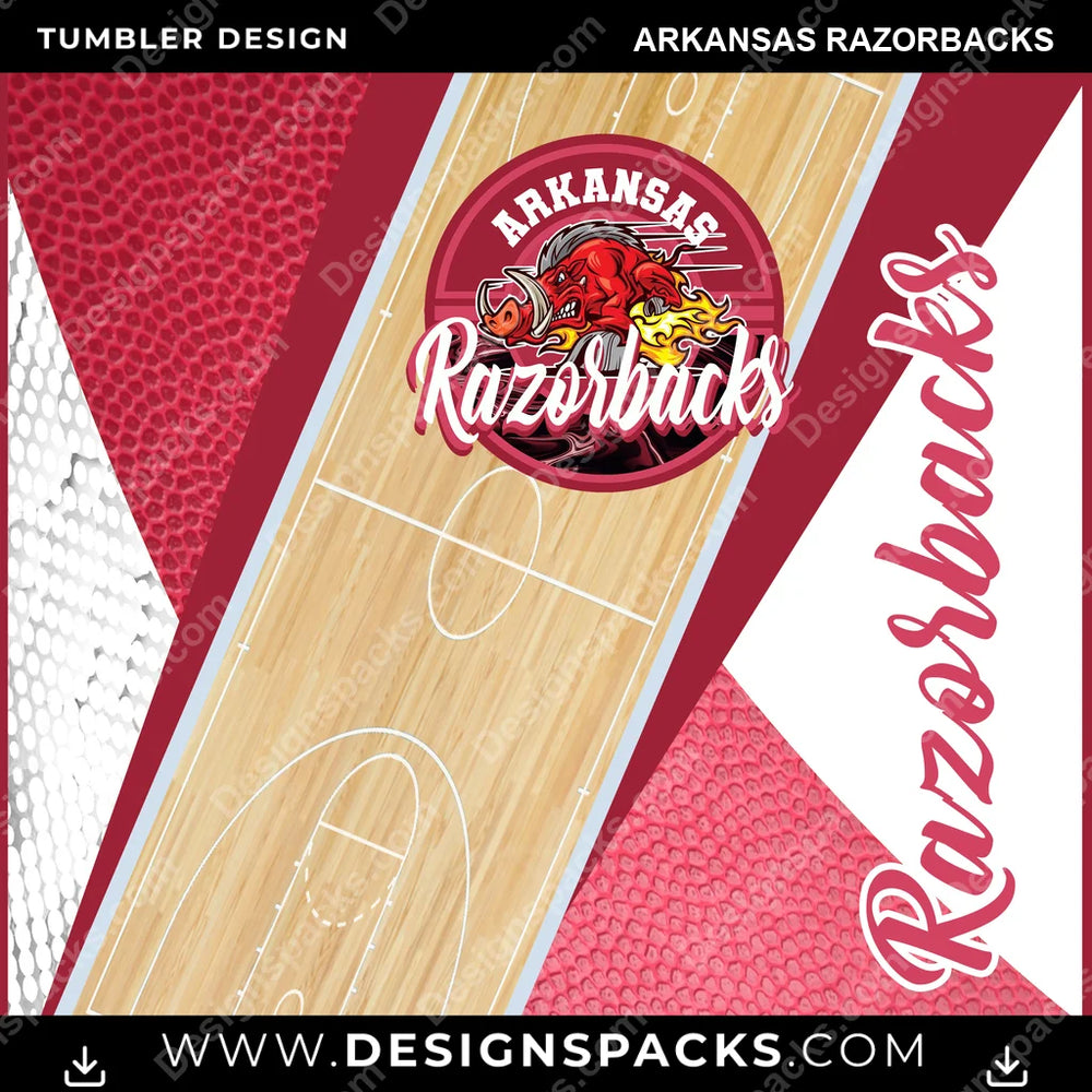 College Sport BB Court Arkansas Razorbacks NCAA College Sport Tumbler Digital Wrap Design Download