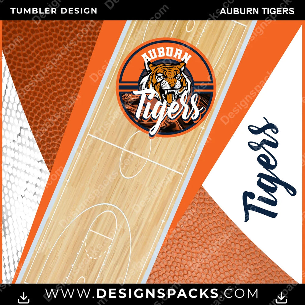 College Sport BB Court Auburn Tigers NCAA College Sport Tumbler Digital Wrap Design Download