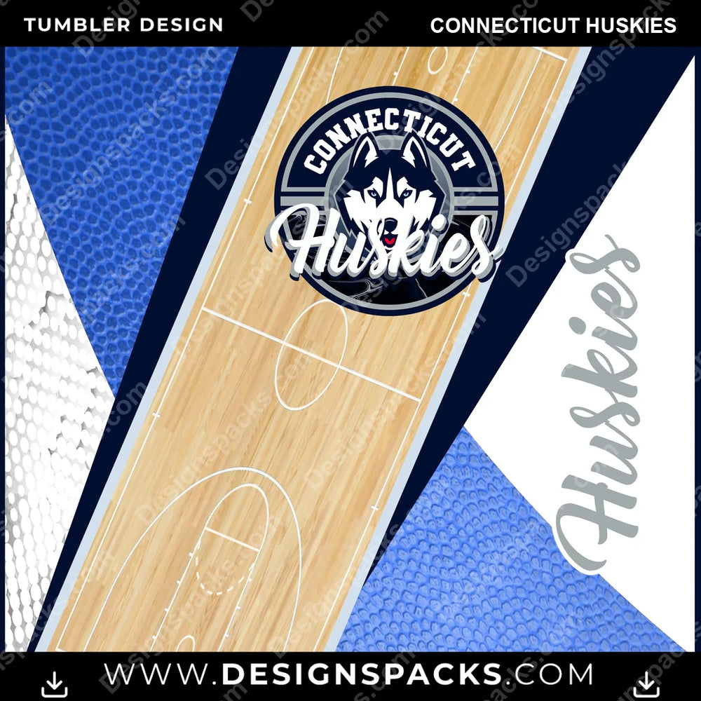 College Sport BB Court Connecticut Huskies NCAA College Sport Tumbler Digital Wrap Design Download