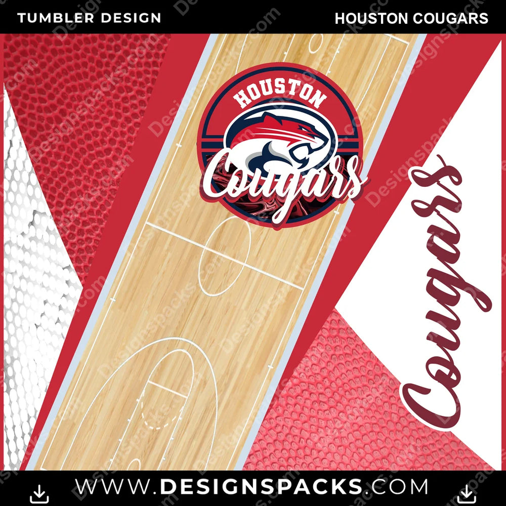 College Sport BB Court Houston Cougars NCAA College Sport Tumbler Digital Wrap Design Download