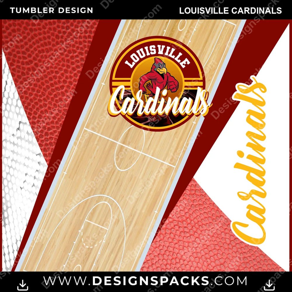 College Sport BB Court Louisville Cardinals NCAA College Sport Tumbler Digital Wrap Design Download