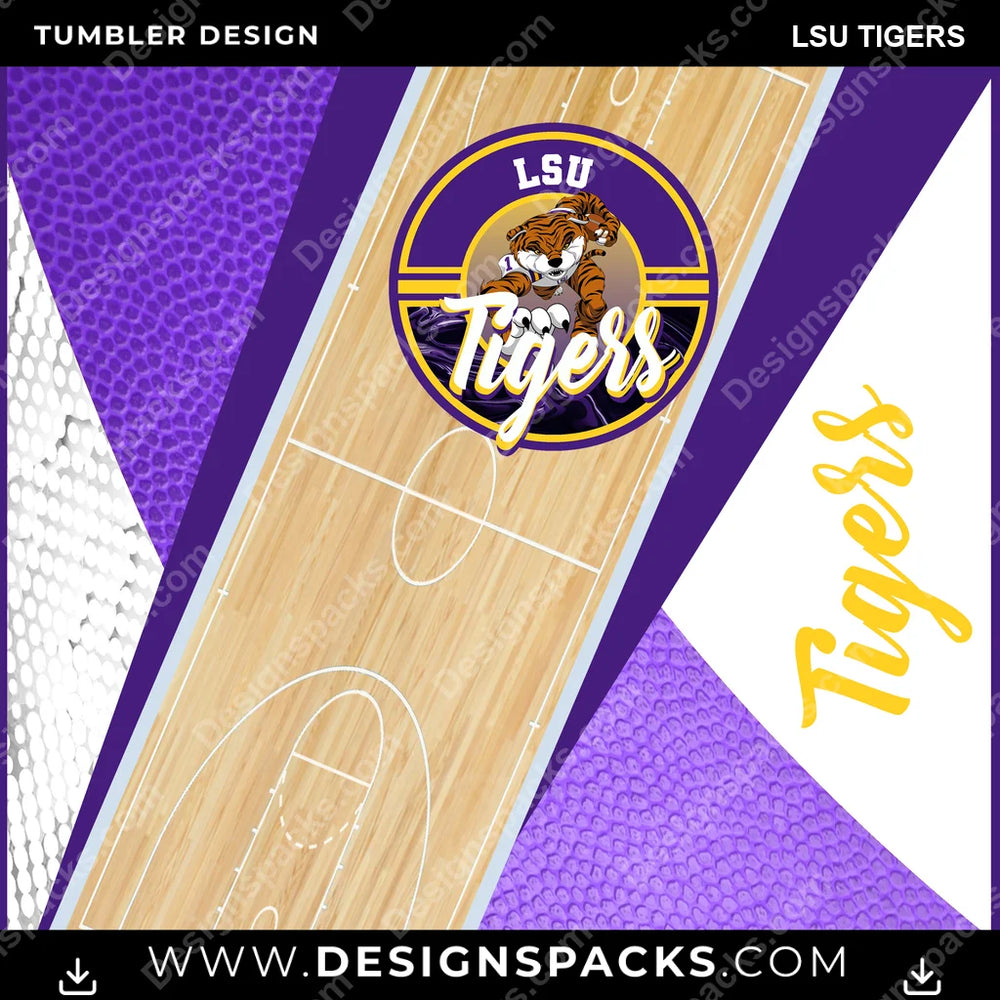 College Sport BB Court LSU Tigers NCAA College Sport Tumbler Digital Wrap Design Download