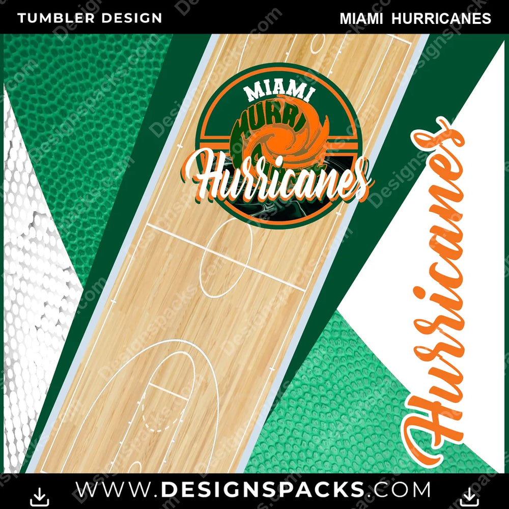 College Sport BB Court Miami Hurricanes NCAA College Sport Tumbler Digital Wrap Design Download