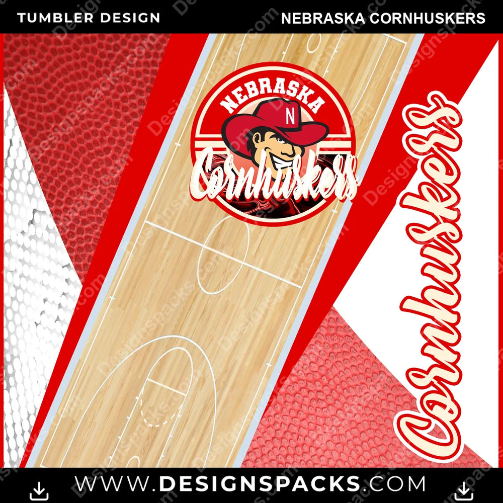 College Sport BB Court Nebraska Cornhuskers NCAA College Sport Tumbler Digital Wrap Design Download