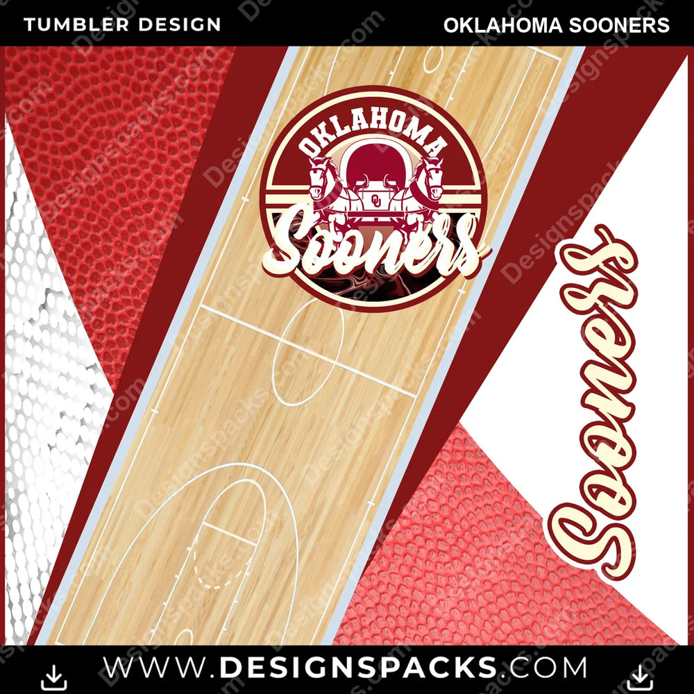 College Sport BB Court Oklahoma Sooners NCAA College Sport Tumbler Digital Wrap Design Download