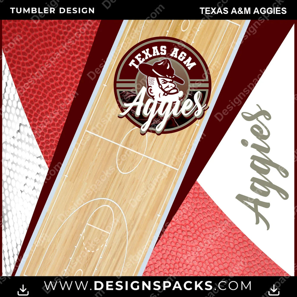 College Sport BB Court Texas A&M Aggies NCAA College Sport Tumbler Digital Wrap Design Download