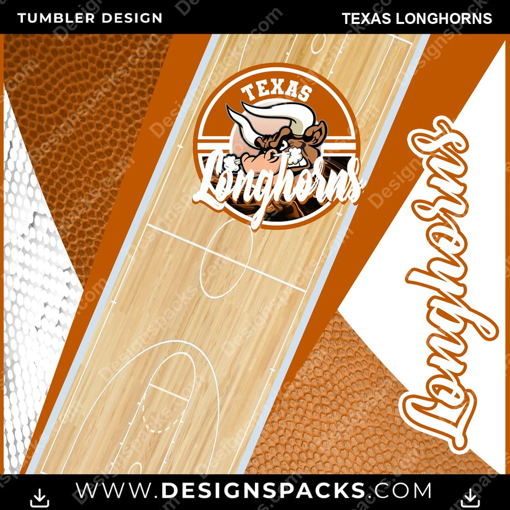 College Sport BB Court Texas Longhorns NCAA College Sport Tumbler Digital Wrap Design Download