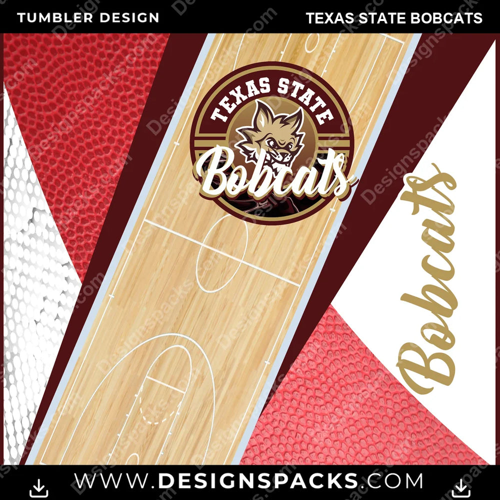 College Sport BB Court Texas State Bobcats NCAA College Sport Tumbler Digital Wrap Design Download