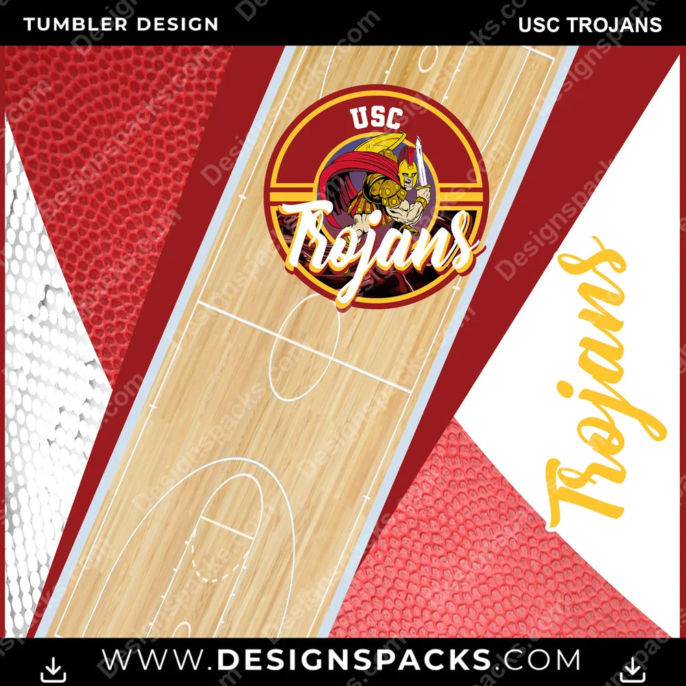 College Sport BB Court USC Trojans NCAA College Sport Tumbler Digital Wrap Design Download