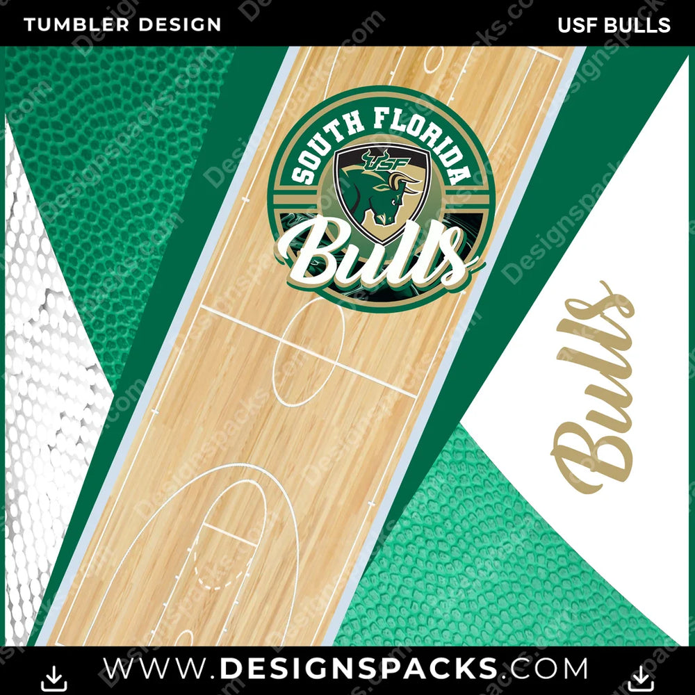 College Sport BB Court USF Bulls NCAA College Sport Tumbler Digital Wrap Design Download