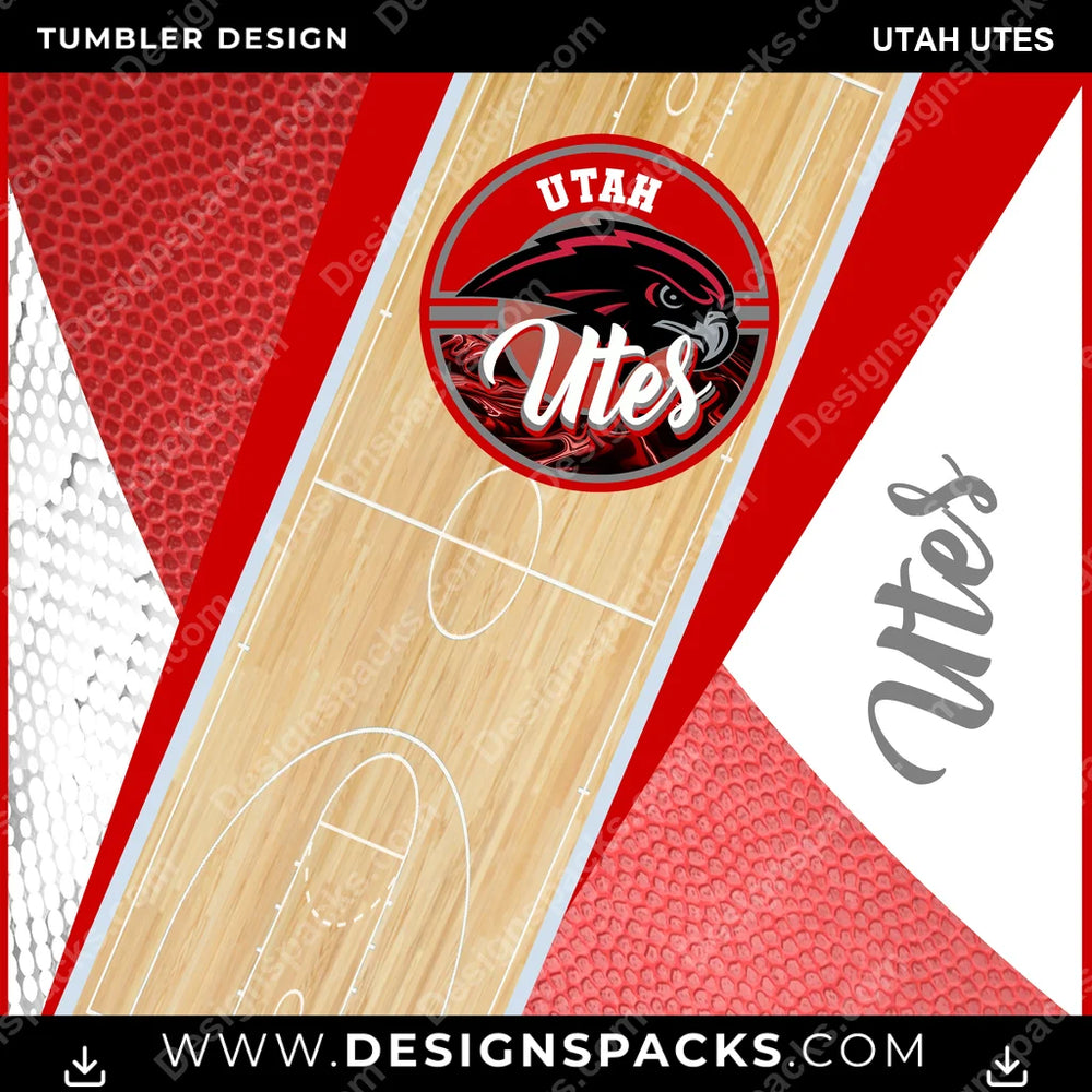 College Sport BB Court Utah Utes NCAA College Sport Tumbler Digital Wrap Design Download
