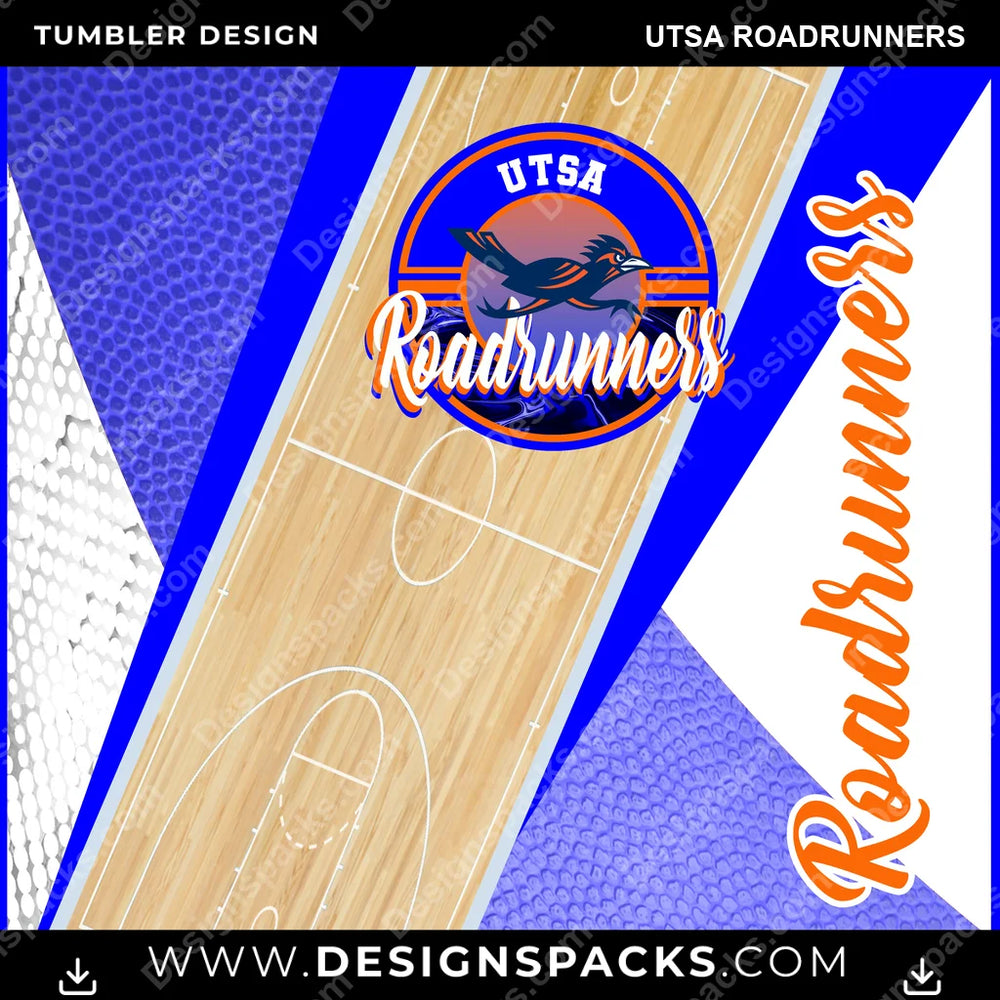 College Sport BB Court UTSA Roadrunners NCAA College Sport Tumbler Digital Wrap Design Download