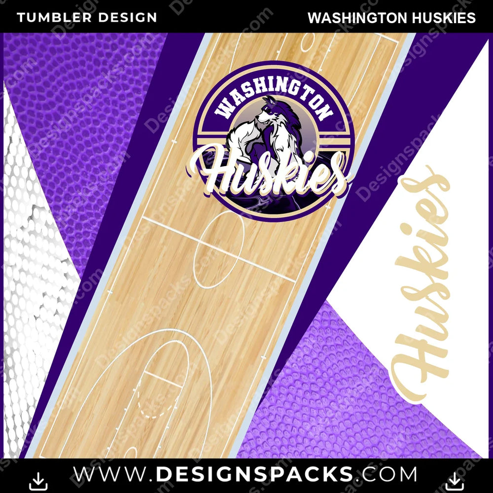 College Sport BB Court Washington Huskies NCAA College Sport Tumbler Digital Wrap Design Download