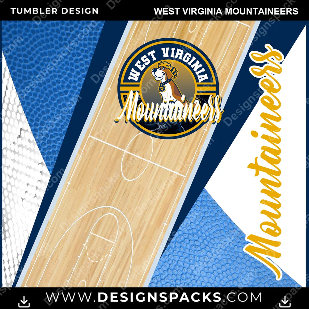 College Sport BB Court West Virginia Mountaineers NCAA College Sport Tumbler Digital Wrap Design Download