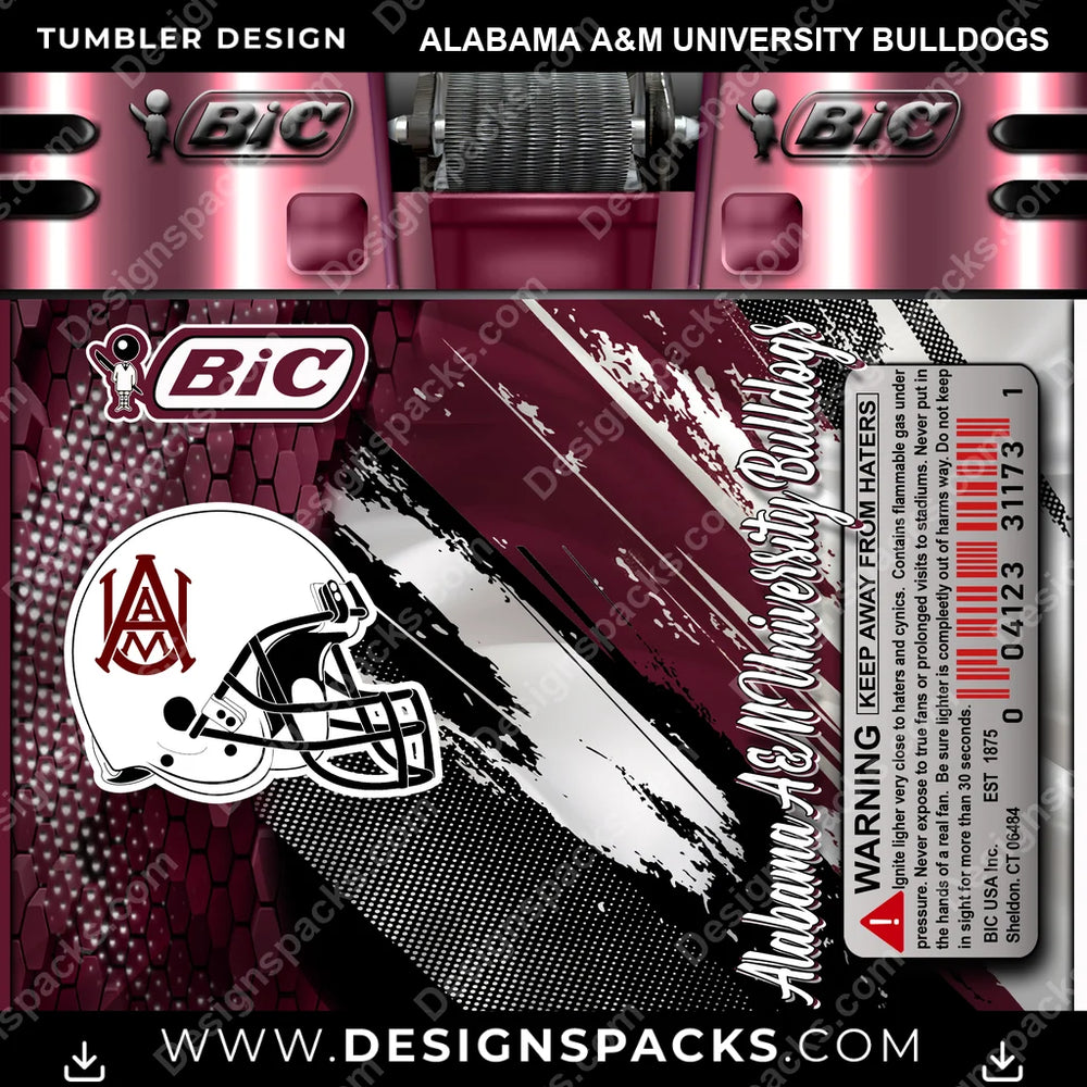 College Sport BIC Lighter Alabama A&M University Bulldogs NCAA College Sport Tumbler Digital Wrap Design Download