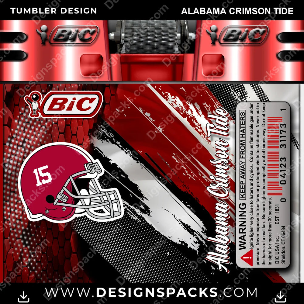 College Sport BIC Lighter Alabama Crimson Tide NCAA College Sport Tumbler Digital Wrap Design Download