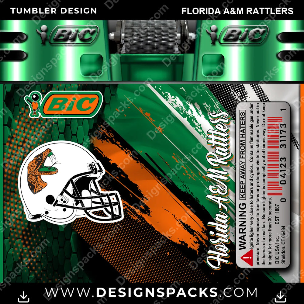 College Sport BIC Lighter Florida A&M Rattlers NCAA College Sport Tumbler Digital Wrap Design Download
