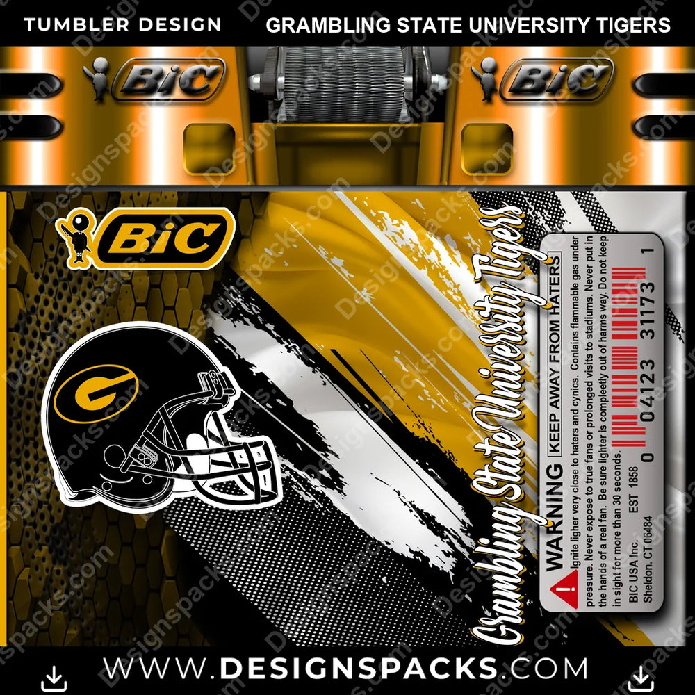 College Sport BIC Lighter Grambling State University Tigers NCAA College Sport Tumbler Digital Wrap Design Download