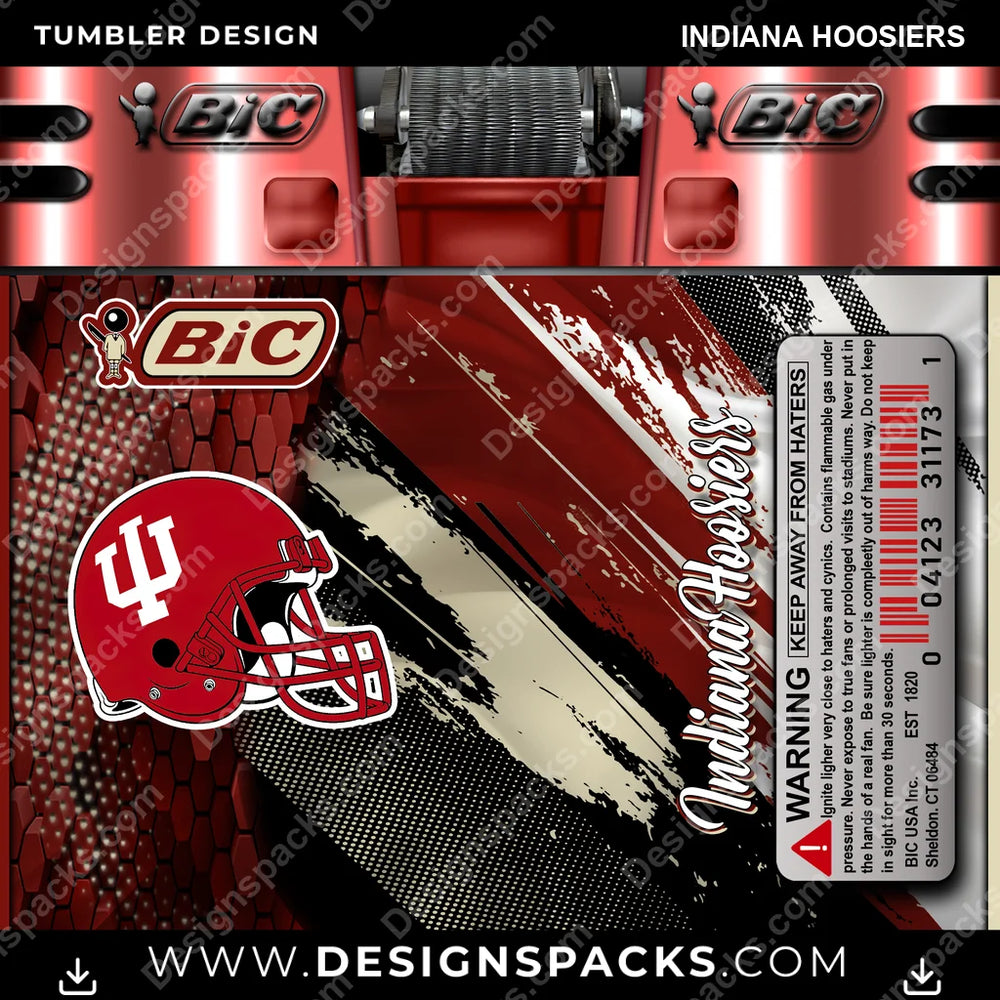 College Sport BIC Lighter Indiana Hoosiers NCAA College Sport Tumbler Digital Wrap Design Download