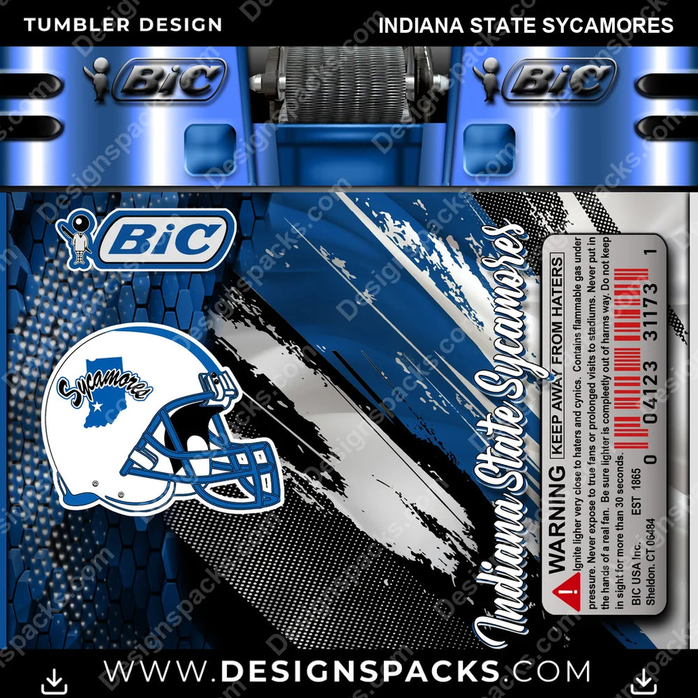 College Sport BIC Lighter Indiana State Sycamores NCAA College Sport Tumbler Digital Wrap Design Download