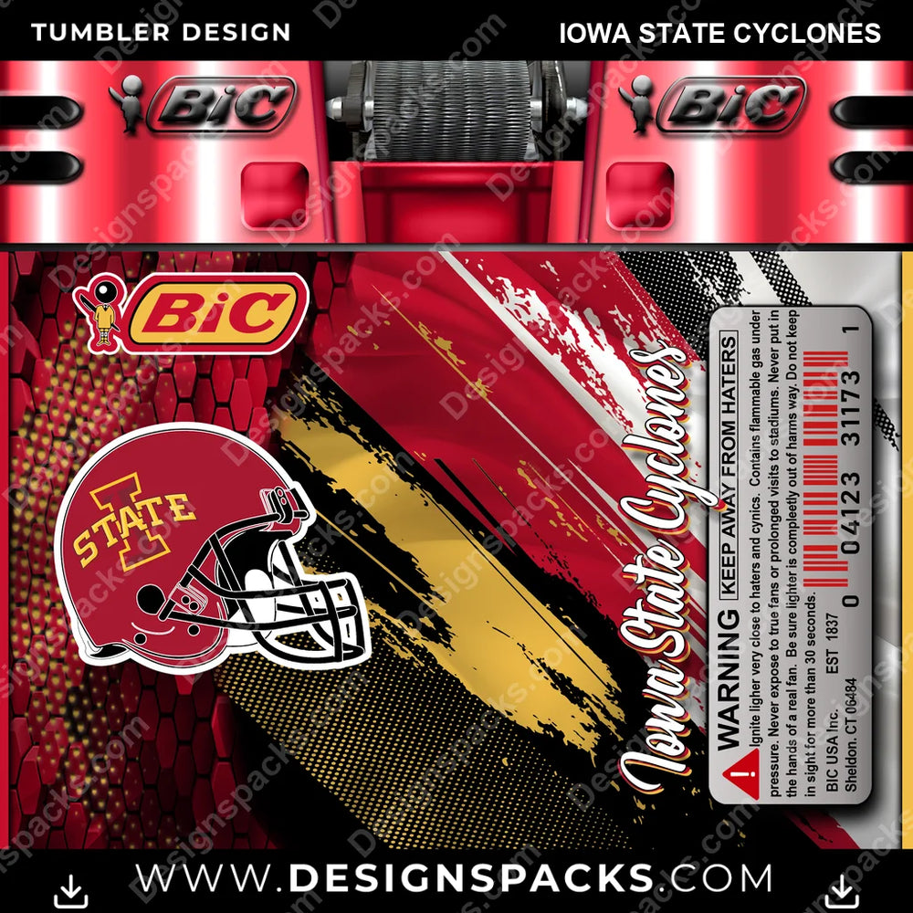 College Sport BIC Lighter Iowa State Cyclones NCAA College Sport Tumbler Digital Wrap Design Download