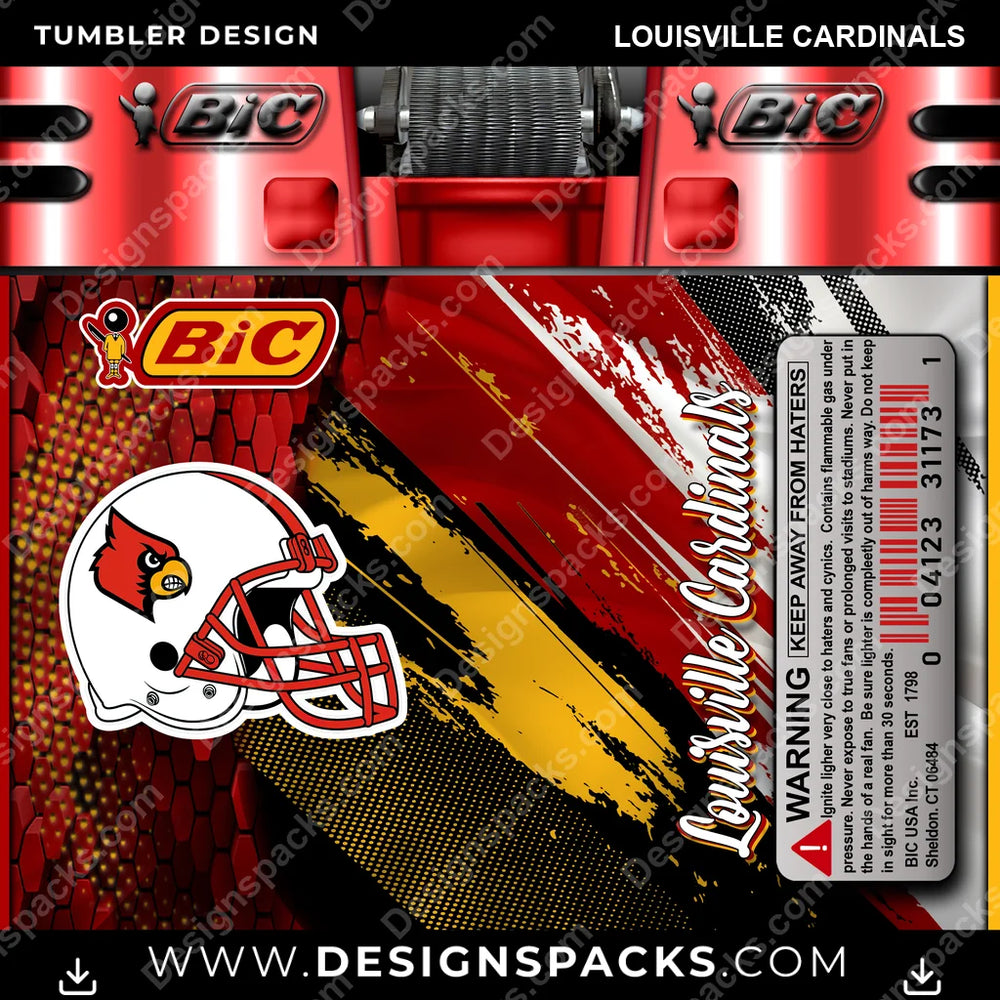 College Sport BIC Lighter Louisville Cardinals NCAA College Sport Tumbler Digital Wrap Design Download