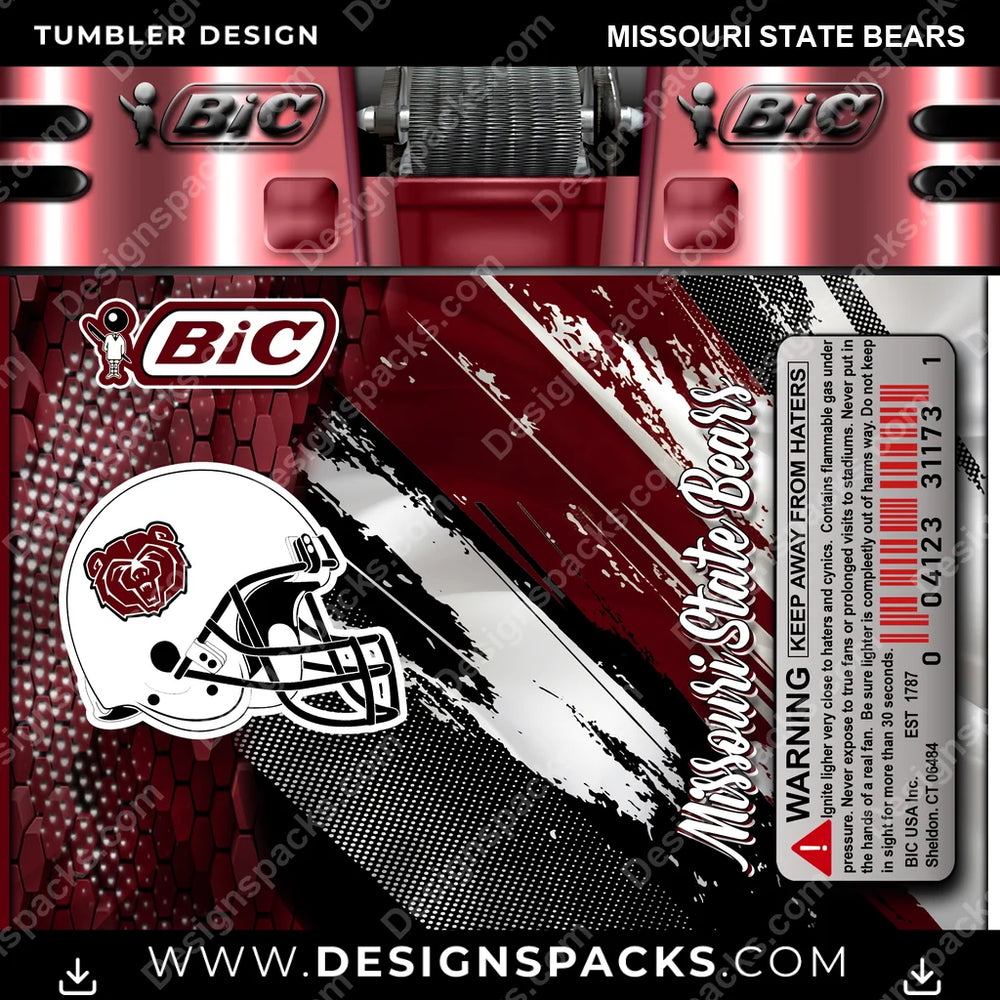 College Sport BIC Lighter Missouri State Bears NCAA College Sport Tumbler Digital Wrap Design Download