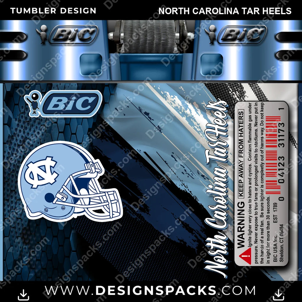 College Sport BIC Lighter North Carolina Tar Heels NCAA College Sport Tumbler Digital Wrap Design Download
