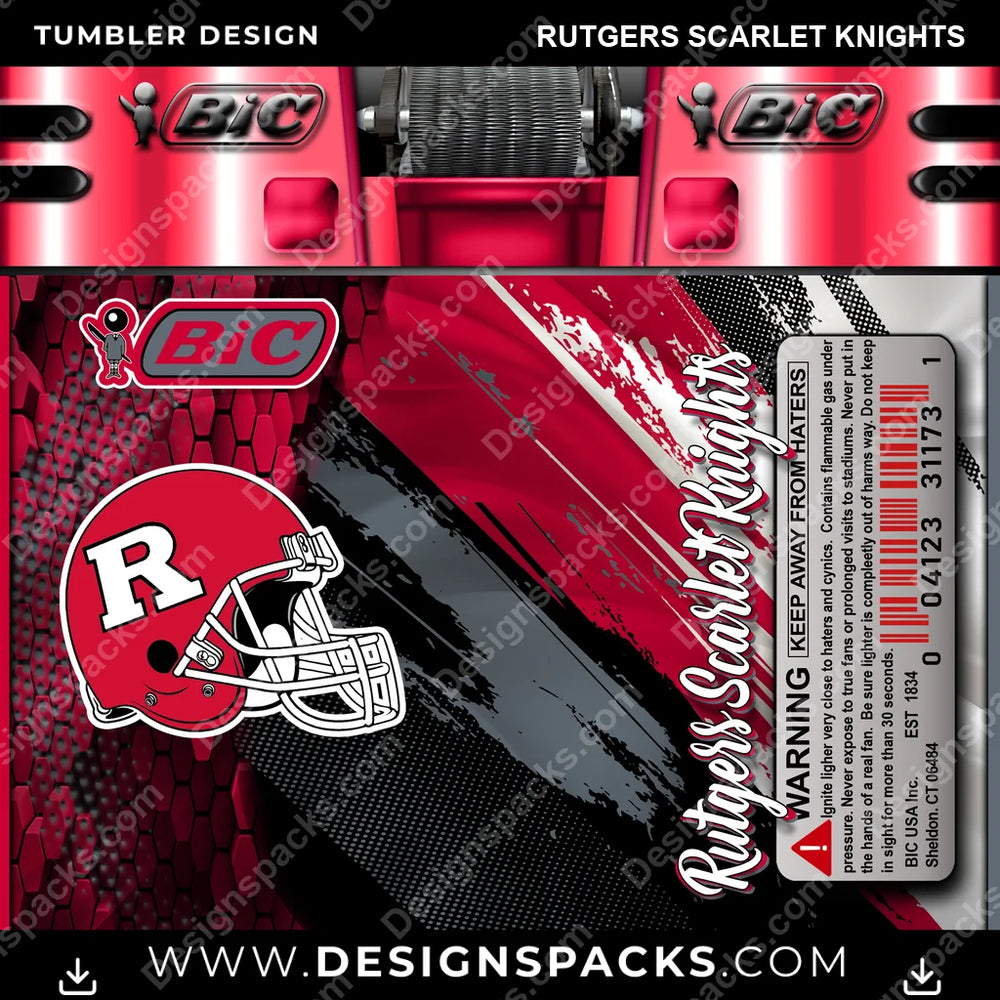 College Sport BIC Lighter Rutgers Scarlet Knights NCAA College Sport Tumbler Digital Wrap Design Download
