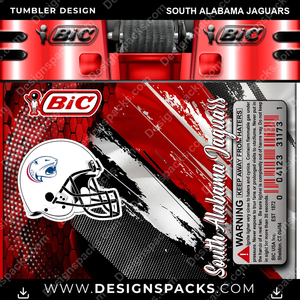 College Sport BIC Lighter South Alabama Jaguars NCAA College Sport Tumbler Digital Wrap Design Download