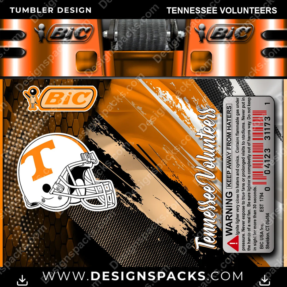 College Sport BIC Lighter Tennessee Volunteers NCAA College Sport Tumbler Digital Wrap Design Download