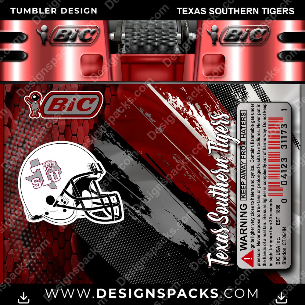 College Sport BIC Lighter Texas Southern Tigers NCAA College Sport Tumbler Digital Wrap Design Download