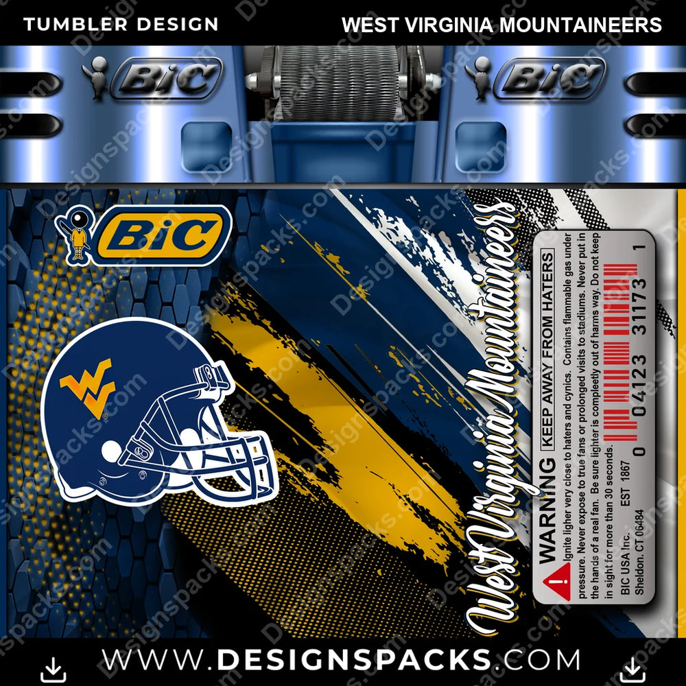 College Sport BIC Lighter West Virginia Mountaineers NCAA College Sport Tumbler Digital Wrap Design Download