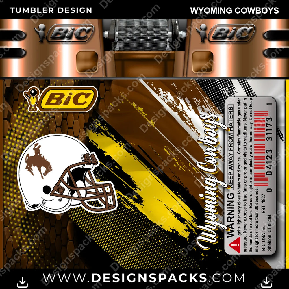 College Sport BIC Lighter Wyoming Cowboys NCAA College Sport Tumbler Digital Wrap Design Download