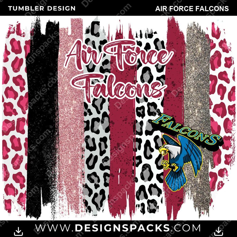 College Sport Brush Strokes Air Force Falcons NCAA College Sport Tumbler Digital Wrap Design Download