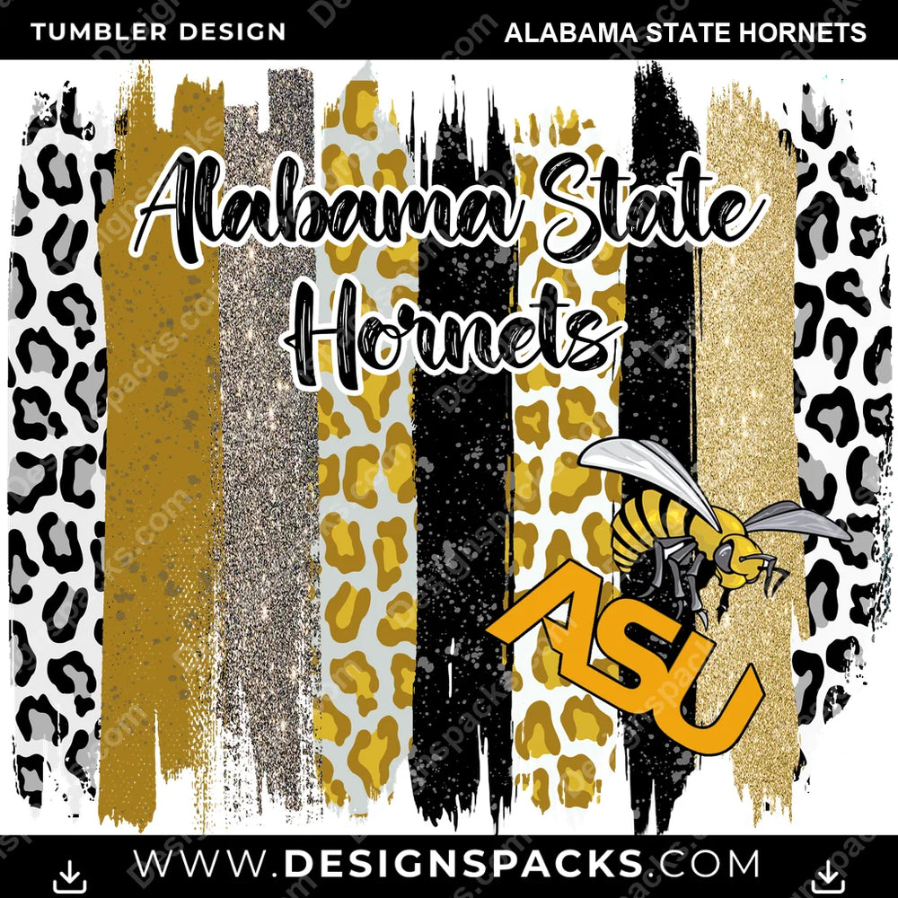 College Sport Brush Strokes Alabama State Hornets NCAA College Sport Tumbler Digital Wrap Design Download
