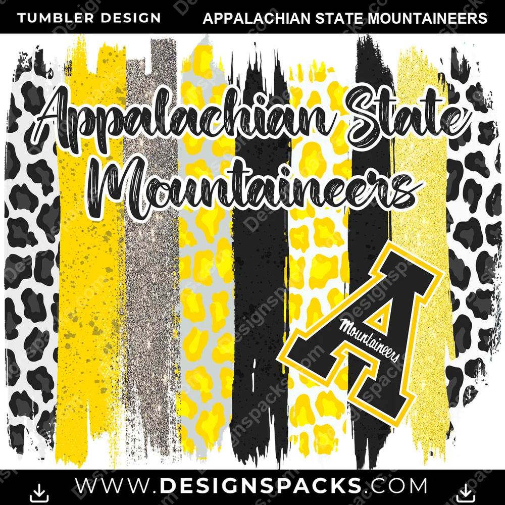 College Sport Brush Strokes Appalachian State Mountaineers NCAA College Sport Tumbler Digital Wrap Design Download