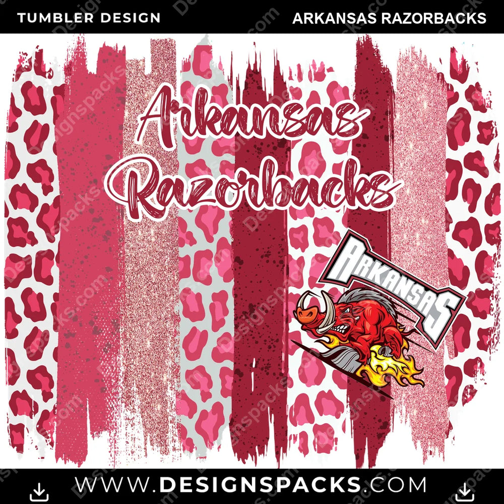 College Sport Brush Strokes Arkansas Razorbacks NCAA College Sport Tumbler Digital Wrap Design Download