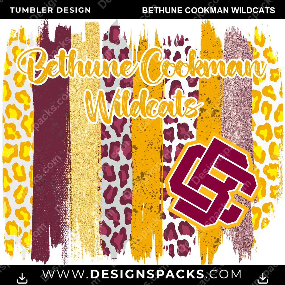 College Sport Brush Strokes Bethune Cookman Wildcats NCAA College Sport Tumbler Digital Wrap Design Download