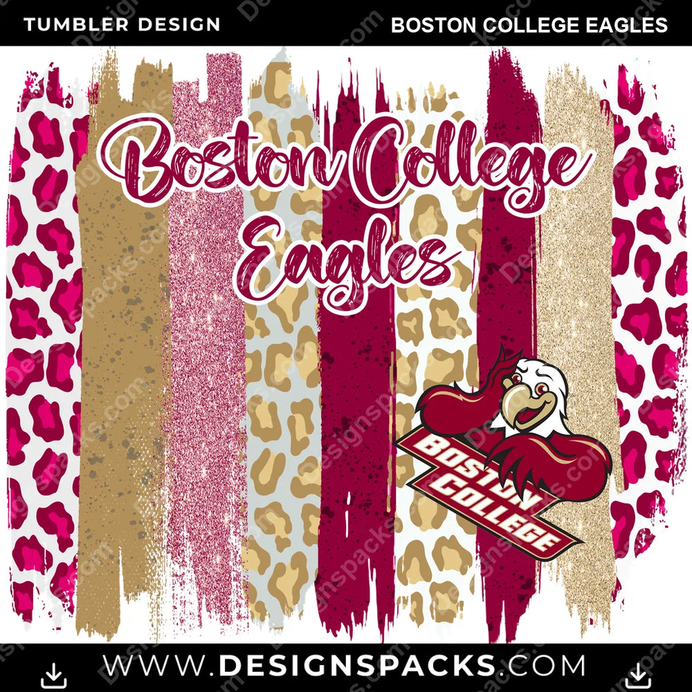 College Sport Brush Strokes Boston College Eagles NCAA College Sport Tumbler Digital Wrap Design Download