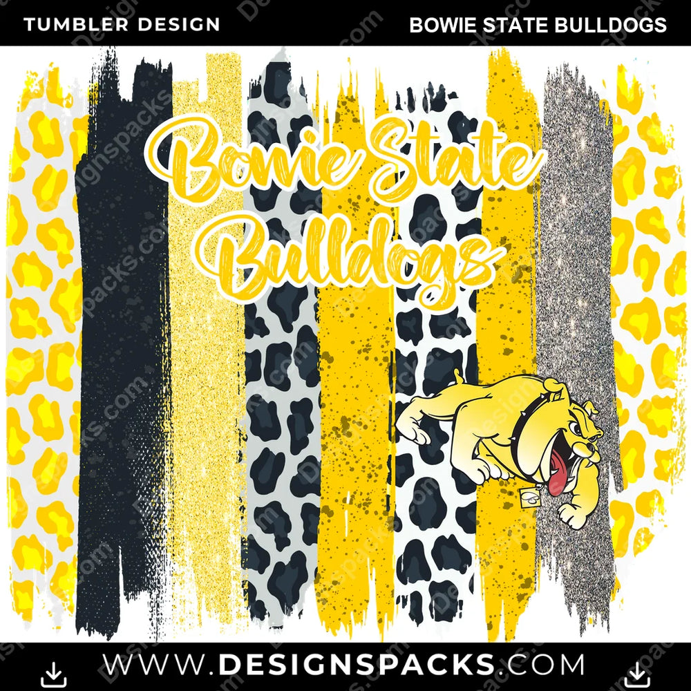College Sport Brush Strokes Bowie State Bulldogs NCAA College Sport Tumbler Digital Wrap Design Download
